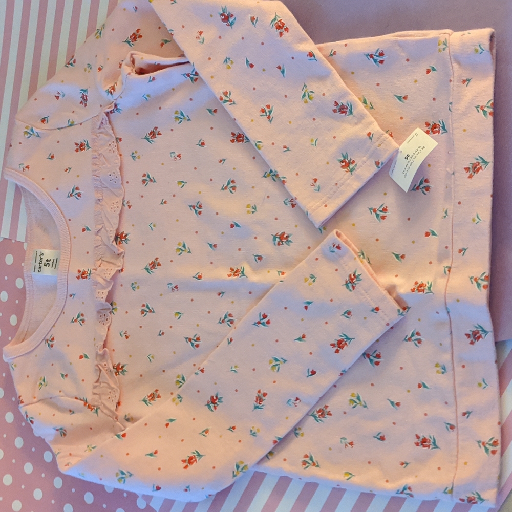 💝5T, Carter's pink long sleeve t-shirt 100% cotton, NWT